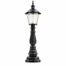 Klassieke sokkellamp zwart met messing – buitenlamp – 82 cm