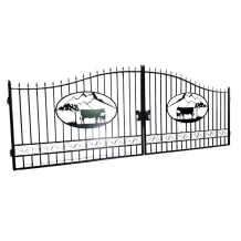 Gartentor für Landhäuser „Alpine Weide“ – 433 cm – schwarzes Schmiedeeisen