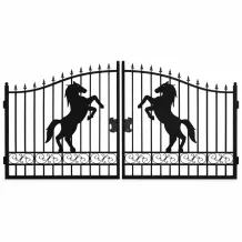 Poort steigerend paard – 365 cm – zwart smeedijzer