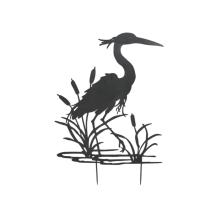 Silhouet van een reiger, mat zwart, tuinsteker boerentuin