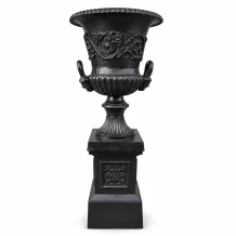 Tuinvaas op sokkel – zwarte decoratie – gietijzer – 125 cm