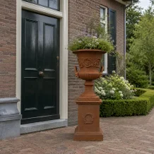 Grote tuinvaas op zuil - klassiek gietijzer - 135 cm hoog