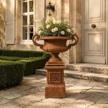 Vase de jardin sur pied – 110 cm – fonte – design classique
