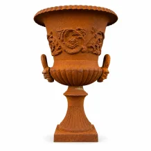 Tuinvaas – 75 cm – donker oxide gietijzer – klassiek Frans