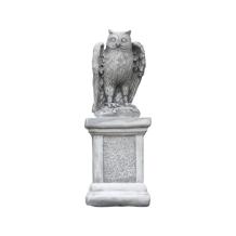 Uil op sokkel - 66 cm - steen - dierenbeeld tuin