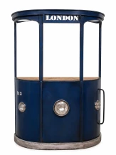 Vintage tram bar London – blauwe wijnbar – metaal en hout