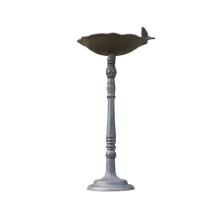 Vogelbad op voet met vogeltje – 58,5 cm – gietijzer – bruin