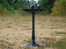 Groot gietijzeren vogelbad op voet – 80 cm – zwart/grijs