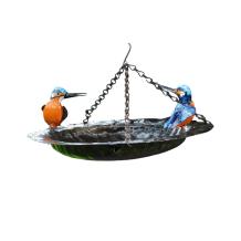 Hangende voederschaal met ijsvogels – 24 cm – metaal