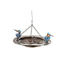 Vogelbad hängend - Metall - mit Eisvögeln - Gartendekoration