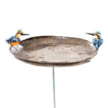 Vogelbad metaal - tuinsteker - met ijsvogel decoratie - groot