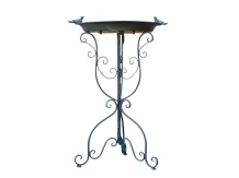 Vogelbad met vogeltjes – rustiek blauw – metaal – 75 cm