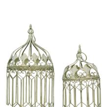 Set vogelkooien van ijzer – 36/50 cm – vintage white