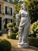 Statue d'une femme avec une couronne de fleurs – 175 cm – pierre classique