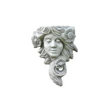 Stenen wandornament - bakje - vrouw met bloemen - wit