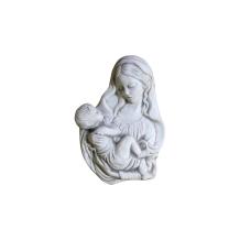 Stenen wandornament - vrouw met kind - wit/grijs - sculptuur