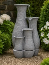 Wasserspeier mit 4 Krügen – Stein – Gartenbrunnen – 70 cm