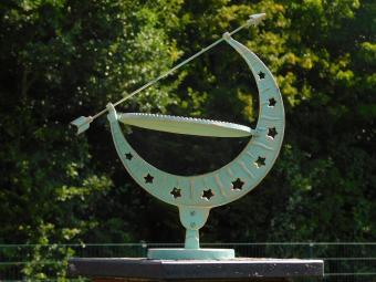 Zonnewijzer van gietijzer – turquoise – 40 cm – decoratie