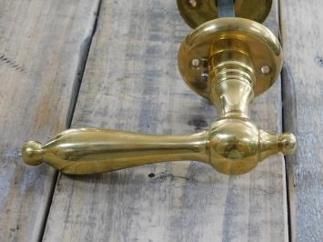 Set : 1 bouton de porte, 1 valet et 4 rosettes, ferrures de porte, laiton poli brillant