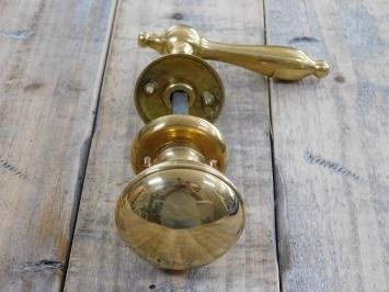Set : 1 bouton de porte, 1 valet et 4 rosettes, ferrures de porte, laiton poli brillant