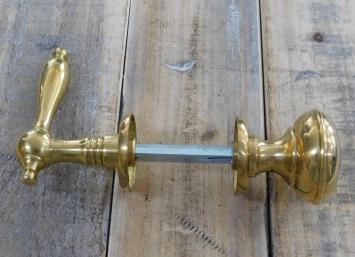Set : 1 bouton de porte, 1 valet et 4 rosettes, ferrures de porte, laiton poli brillant