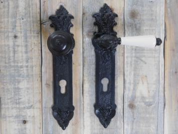 Deurset: deurknop Belli, 2 backplates engel, antiek ijzer, PZ92