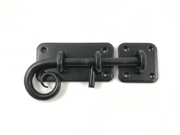 Serrure coulissante / loquet, noir mat, ornemental, fer