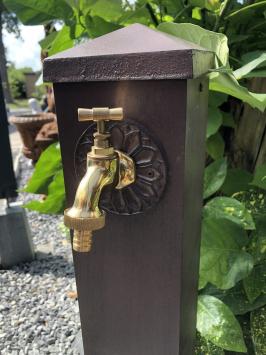 Wasserhahn stehend, Gartenbrunnen, Aluminium, braun