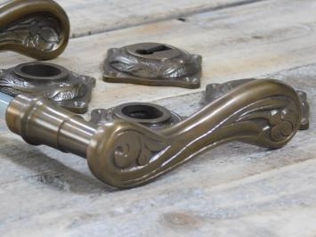 Ensemble de meubles de porte Art-Nouveau + rosaces pour portes intérieures, laiton