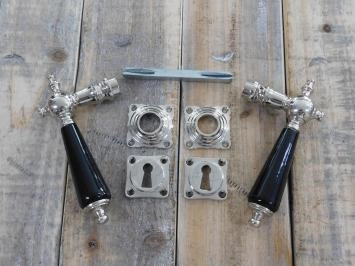 Ensemble de porte pour portes antiques, boutons de porte en céramique polie au nickel, design rétro, antique