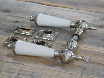 Ensemble de porte pour portes antiques, boutons de porte en céramique polie au nickel, design rétro, antique