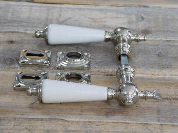 Ensemble de porte pour portes antiques, boutons de porte en céramique polie au nickel, design rétro, antique