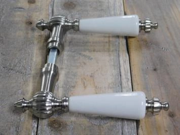 Ensemble de quincaillerie de porte - serrure cylindrique adaptée - nickel mat avec poignées en porcelaine blanche