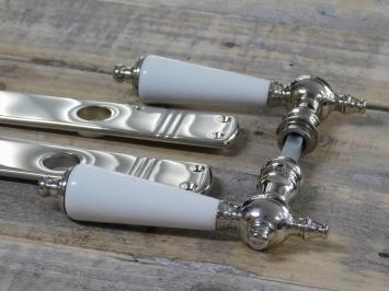 Ensemble de quincaillerie de porte Retro Style nickel - boutons de porte avec poignées en porcelaine blanche.