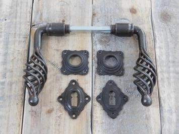 Ensemble de quincaillerie de porte BB - pour portes intérieures - fer antique