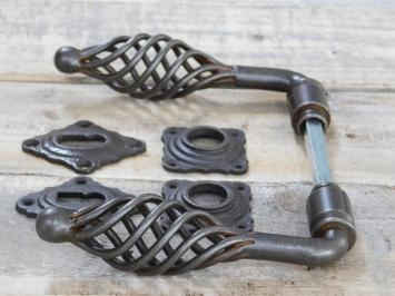 Ensemble de quincaillerie de porte BB - pour portes intérieures - fer antique
