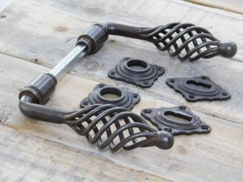 Ensemble de quincaillerie de porte BB - pour portes intérieures - fer antique