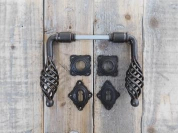 Ensemble de quincaillerie de porte BB - pour portes intérieures - fer antique