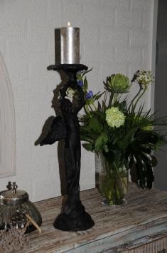 Schöner, schwerer Engel-Leuchter aus schwarz-rostigem Metall