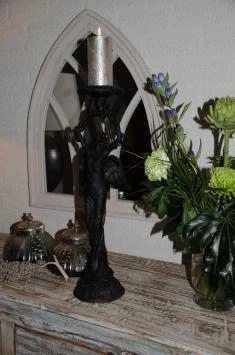 Schöner, schwerer Engel-Leuchter aus schwarz-rostigem Metall