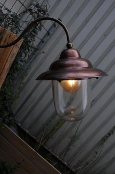 Retro-Wandleuchte, aus Kupfer + Messing und Glas