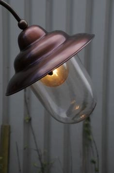 Retro-Wandleuchte, aus Kupfer + Messing und Glas