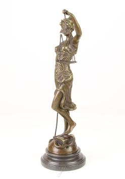 Bronzestatue Frau der Justitia, klassische Skulptur, Bronze