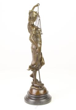 Bronzen beeld van de Vrouwe Justitia, klassiek sculptuur, brons