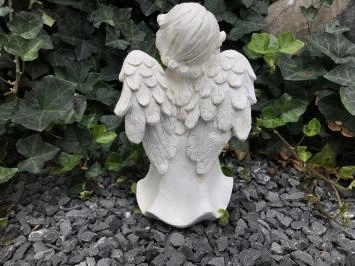 Lot de 2 anges avec croix - polystone - 24 cm - blanc