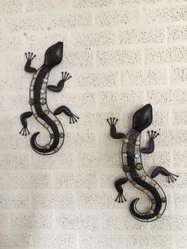 1 set Salamanders - hagedissen gemaakt van ijzer, vol collor, prachtig!