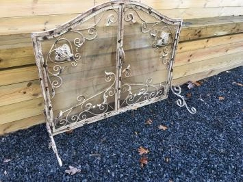 Haardbescherming, spatscherm , Victoriaans smeedijzer , kleur white-rust