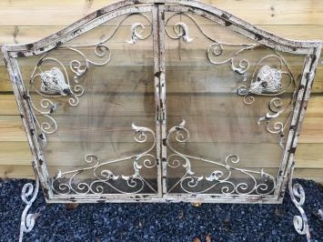 Haardbescherming, spatscherm , Victoriaans smeedijzer , kleur white-rust
