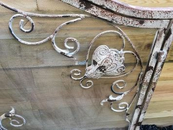 Haardbescherming, spatscherm , Victoriaans smeedijzer , kleur white-rust