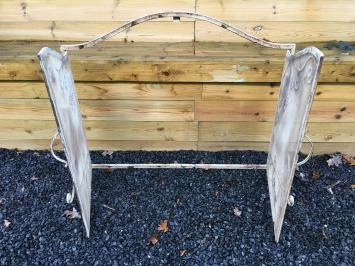 Haardbescherming, spatscherm , Victoriaans smeedijzer , kleur white-rust